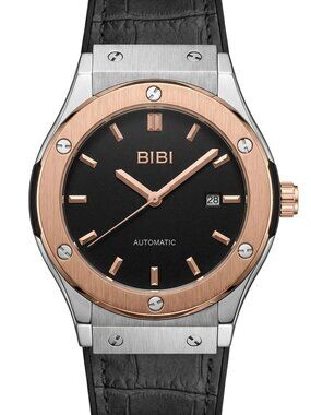 BIBI - B1118 Two-tone rose gold case, black dial, black silicone